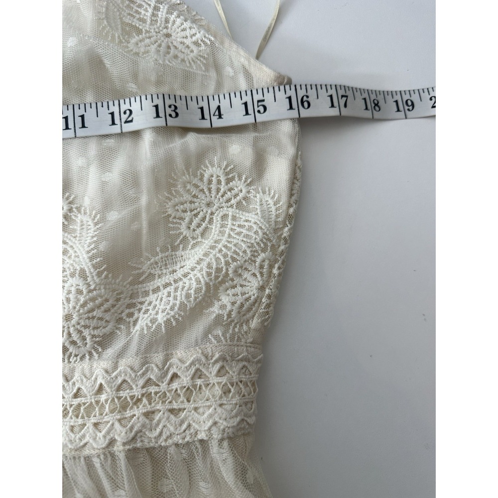 New Champagne & Strawberry Maxi Dress Women's Small Ivory Lace Wedding Romantic - Picture 10 of 12